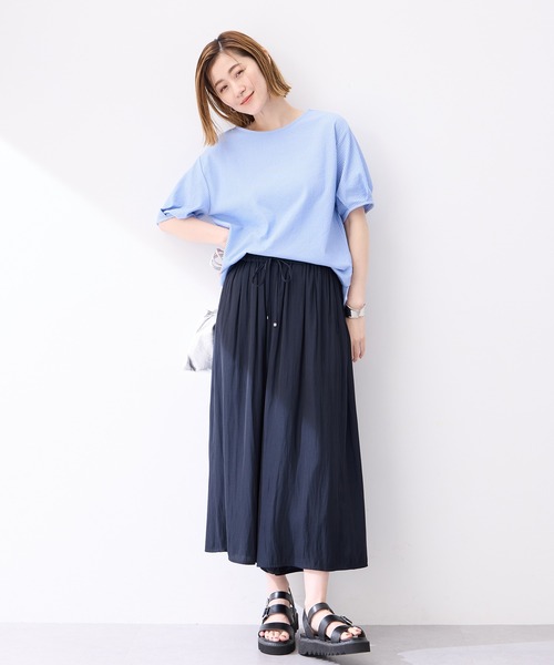 Petit Honfleur（プチオンフルール）の「【接触冷感】サッカーストライププルオーバー（Tシャツ/カットソー・レディース・ブルー/グレー/ベージュ・M/L）」の12枚目の写真