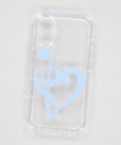 セール】iPhone15/16対応 クリアスマホケース/音符ハート/ウィッシュ