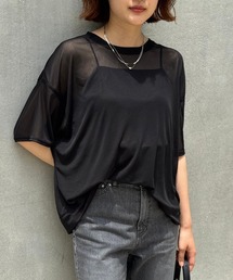qualite scape | 【インナーキャミ付き】シアードルマンT/夏服/シアーTシャツ(Tシャツ/カットソー)