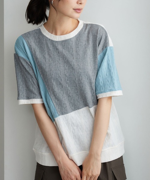 BELLUNA PLUS(ベルーナ)の「ミニケーブル柄パッチワーク風プルオーバー(Tシャツ/カットソー・レディース・ブラウン/ワイン/グレー・X-LARGE/LARGE/MEDIUM)」の10枚目の写真