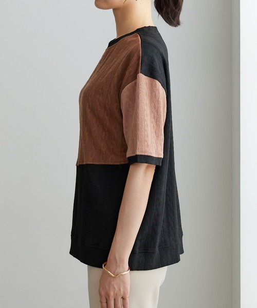 BELLUNA PLUS(ベルーナ)の「ミニケーブル柄パッチワーク風プルオーバー(Tシャツ/カットソー・レディース・ブラウン/ワイン/グレー・X-LARGE/LARGE/MEDIUM)」の20枚目の写真