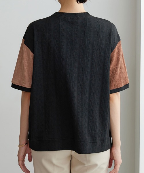 BELLUNA PLUS(ベルーナ)の「ミニケーブル柄パッチワーク風プルオーバー(Tシャツ/カットソー・レディース・ブラウン/ワイン/グレー・X-LARGE/LARGE/MEDIUM)」の21枚目の写真