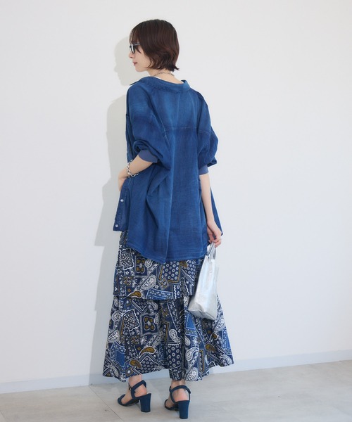 Paradise Picnic(パラダイスピクニック)の「doll up oops デニム柄ティアードスカート(デニムスカート・レディース・アイボリー/ネイビー・FREE)」の15枚目の写真