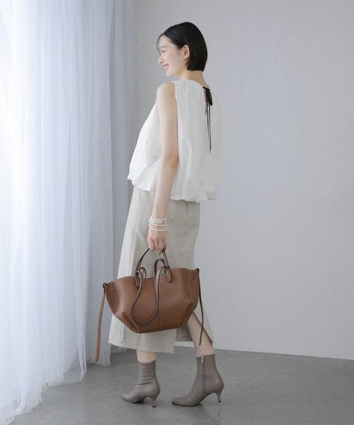 La TOTALITE(ラトータリテ)の「【洗える】バルーンブラウス(シャツ/ブラウス・レディース・ホワイト/ブラウン・FREE)」の4枚目の写真