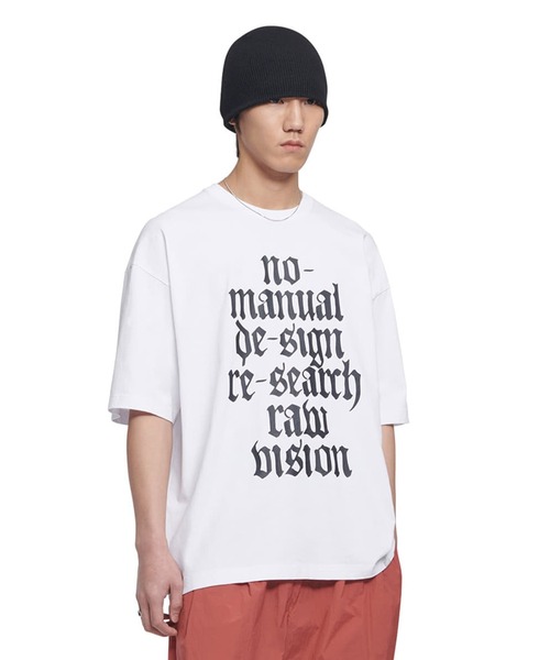 NOMANUAL(NOMANUAL)の「「NOMANUAL /ノーマニュアル」RAW VISION T-SHIRT(Tシャツ/カットソー・メンズ・ホワイト/ブラック・LARGE/MEDIUM)」の1枚目の写真