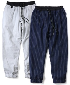 【暖】リバーシブルストライプテーパードパンツ