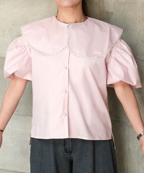 DONOBAN（ドノバン）の「ポンポンカラーブラウス（シャツ/ブラウス・レディース・ネイビー/ホワイト/ライトピンク・ONE）」の13枚目の写真