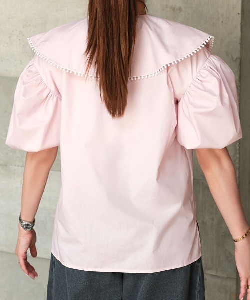 DONOBAN（ドノバン）の「ポンポンカラーブラウス（シャツ/ブラウス・レディース・ネイビー/ホワイト/ライトピンク・ONE）」の11枚目の写真