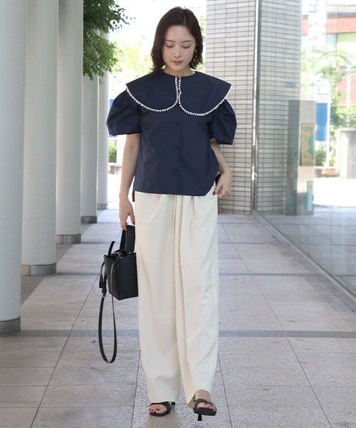 DONOBAN（ドノバン）の「ポンポンカラーブラウス（シャツ/ブラウス・レディース・ネイビー/ホワイト/ライトピンク・ONE）」の22枚目の写真