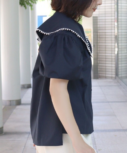 DONOBAN（ドノバン）の「ポンポンカラーブラウス（シャツ/ブラウス・レディース・ネイビー/ホワイト/ライトピンク・ONE）」の20枚目の写真