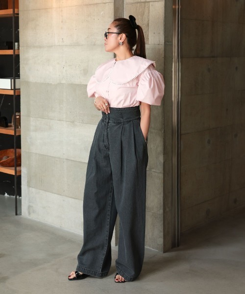 DONOBAN（ドノバン）の「ポンポンカラーブラウス（シャツ/ブラウス・レディース・ネイビー/ホワイト/ライトピンク・ONE）」の17枚目の写真