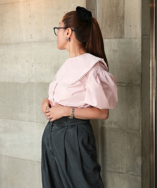 DONOBAN（ドノバン）の「ポンポンカラーブラウス（シャツ/ブラウス・レディース・ネイビー/ホワイト/ライトピンク・ONE）」の15枚目の写真