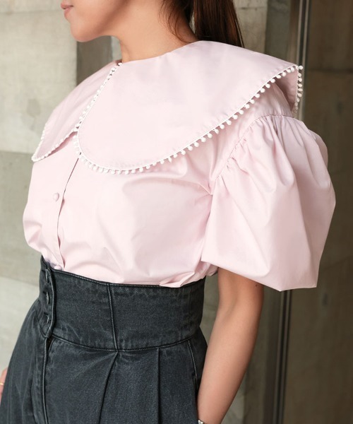 DONOBAN（ドノバン）の「ポンポンカラーブラウス（シャツ/ブラウス・レディース・ネイビー/ホワイト/ライトピンク・ONE）」の14枚目の写真