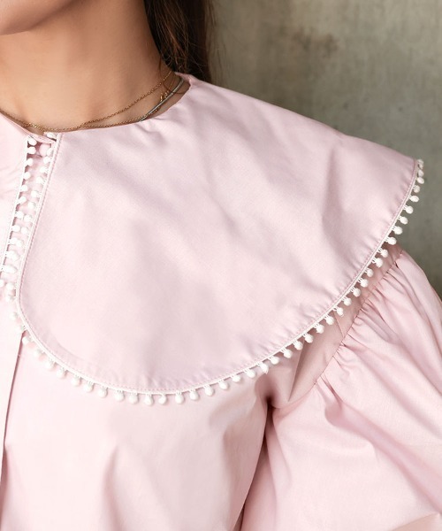 DONOBAN（ドノバン）の「ポンポンカラーブラウス（シャツ/ブラウス・レディース・ネイビー/ホワイト/ライトピンク・ONE）」の10枚目の写真