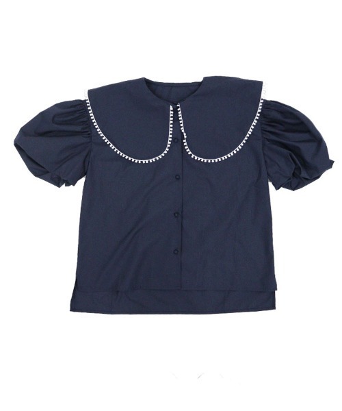 DONOBAN（ドノバン）の「ポンポンカラーブラウス（シャツ/ブラウス・レディース・ネイビー/ホワイト/ライトピンク・ONE）」の5枚目の写真