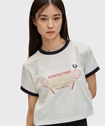 美品★フレッドペリー★ショート丈Tシャツ SALE】フレッドペリー FRED PERRY クレープ ピケ Tシャツ [M8585