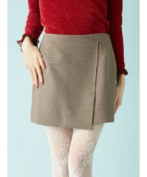 新品【eimy istoire】ラップミニスカート/ブラウン ラップミニスカート