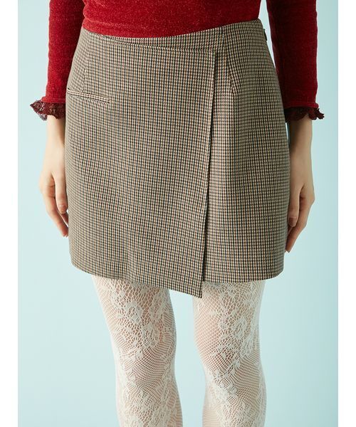 LILY BROWN（リリーブラウン）の「バリエーションラップミニスカート（スカート・レディース・グレー/ブラウン/チェック・0/1）」の6枚目の写真