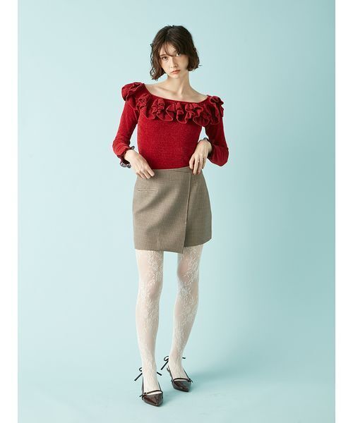 LILY BROWN（リリーブラウン）の「バリエーションラップミニスカート（スカート・レディース・グレー/ブラウン/チェック・0/1）」の15枚目の写真