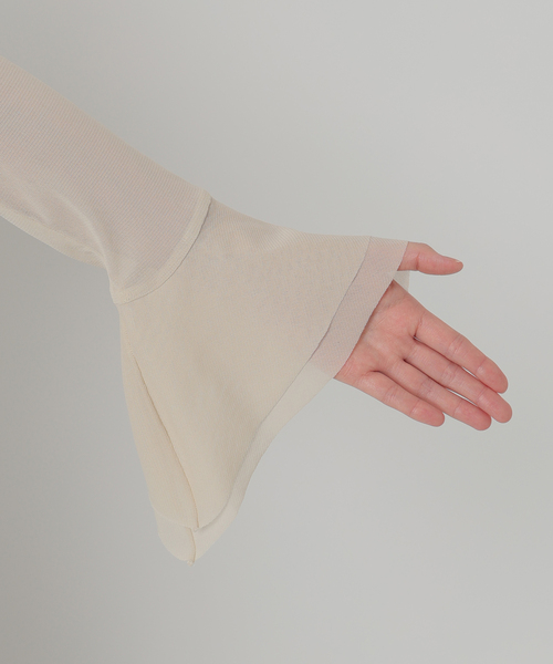 セール】【洗える】袖フレアチュールカットソー（Tシャツ/カットソー