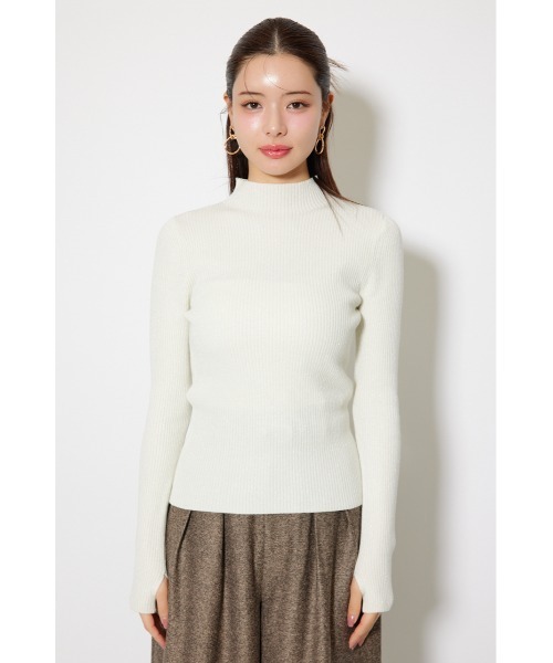 セール】サムホール付きウォッシャブルハイネックニットトップス 秋服