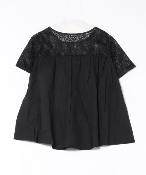 Coo+i(クーイ)の「コットン100%レース切り替え半袖チュニックブラウス(シャツ/ブラウス・レディース・ブラック/ホワイト・FREE)」の3枚目の写真