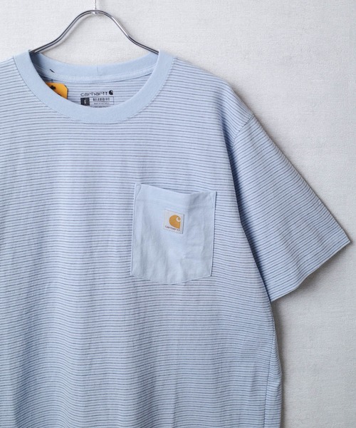 Carhartt（カーハート）の「【T13】【Carhartt/カーハート】RELAXED FIT S/S POCKET T-SHIRT CRHTT106145（Tシャツ/カットソー・メンズ・マルーン/ブラウン/サックスブルー・MEDIUM/LARGE/X-LARGE/SMALL）」の6枚目の写真