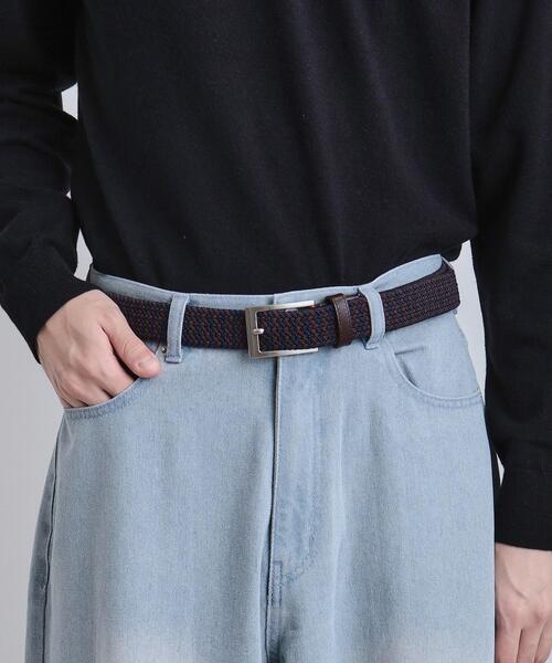 tk.TAKEO KIKUCHI(ティーケータケオキクチ)の「ゴムメッシュベルト(ベルト・メンズ・ブラック/ネイビー系4/ダークブラウン系4・00)」の4枚目の写真