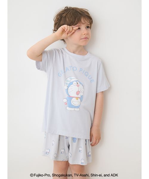 gelato pique(ジェラートピケ)の「【ドラえもん】【キッズ】ワンポイントTシャツ(ルームウェア/パジャマ・キッズ・ブルー/ピンク・90/100/110/120)」の5枚目の写真