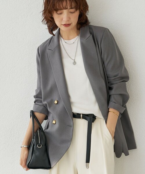 リヴドロワ　ピーチツイルピークドラペルジャケット レディース 軽い着心地】ピーチツイルピークドラペルジャケット（テーラード