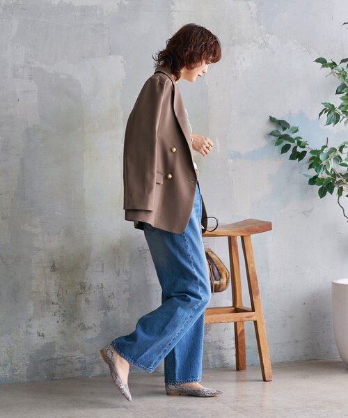 RIVE DROITE（リヴドロワ）の「【軽い着心地】ピーチツイルピークドラペルジャケット（テーラードジャケット・レディース・ブラウン/グレー/ネイビー・FREE）」の22枚目の写真