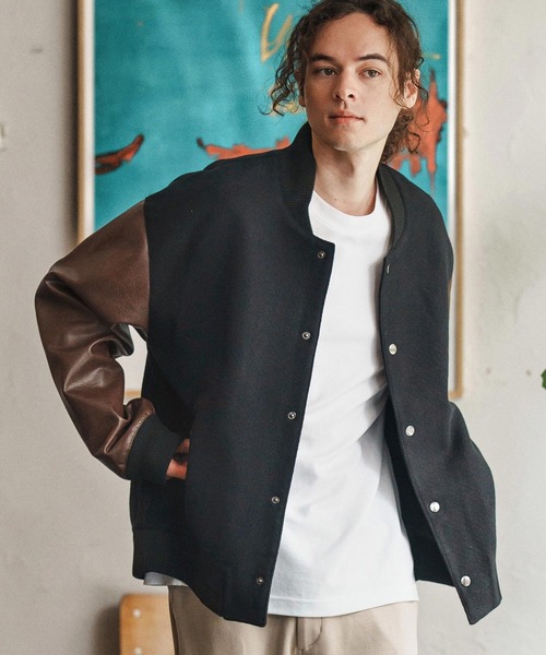 mj10975- PUレザースリーブスタジャン(25154CM)（スタジャン）｜CAMBIO