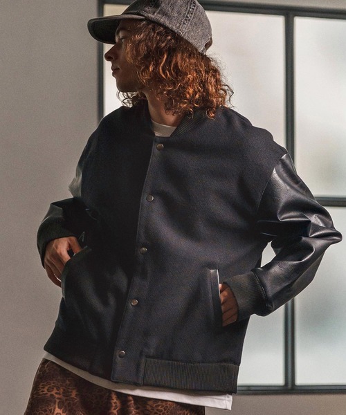 mj10975- PUレザースリーブスタジャン(25154CM)（スタジャン）｜CAMBIO