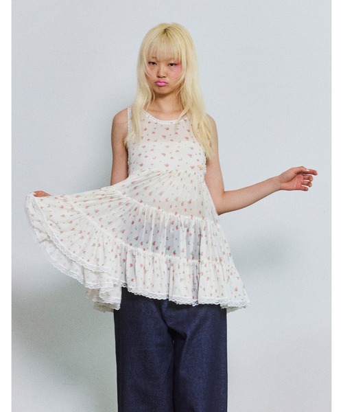 Little sunny bite（リトルサニーバイト）の「original floral tulle dress（ワンピース・レディース・ホワイト/ピンク/ブラウン・MEDIUM/SMALL）」の4枚目の写真