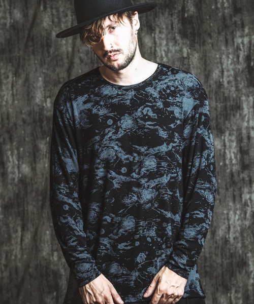 NO ID.（ノーアイディ）の「【NO ID.】Flower Print Rib Pullover / フラワー プリント テレコ プルオーバー（Tシャツ/カットソー・メンズ・ホワイト/グレー/ブラック・ONE SIZE）」の3枚目の写真