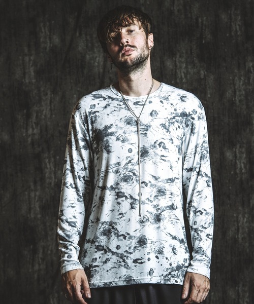 NO ID.（ノーアイディ）の「【NO ID.】Flower Print Rib Pullover / フラワー プリント テレコ プルオーバー（Tシャツ/カットソー・メンズ・ホワイト/グレー/ブラック・ONE SIZE）」の14枚目の写真