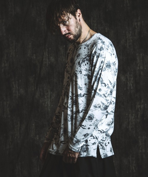 NO ID.（ノーアイディ）の「【NO ID.】Flower Print Rib Pullover / フラワー プリント テレコ プルオーバー（Tシャツ/カットソー・メンズ・ホワイト/グレー/ブラック・ONE SIZE）」の16枚目の写真