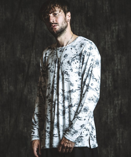 NO ID.（ノーアイディ）の「【NO ID.】Flower Print Rib Pullover / フラワー プリント テレコ プルオーバー（Tシャツ/カットソー・メンズ・ホワイト/グレー/ブラック・ONE SIZE）」の12枚目の写真