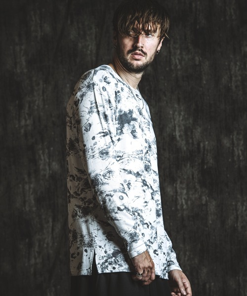 NO ID.（ノーアイディ）の「【NO ID.】Flower Print Rib Pullover / フラワー プリント テレコ プルオーバー（Tシャツ/カットソー・メンズ・ホワイト/グレー/ブラック・ONE SIZE）」の13枚目の写真