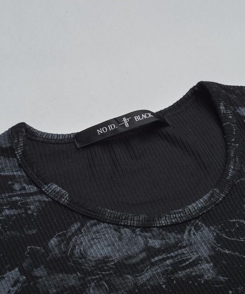 NO ID.（ノーアイディ）の「【NO ID.】Flower Print Rib Pullover / フラワー プリント テレコ プルオーバー（Tシャツ/カットソー・メンズ・ホワイト/グレー/ブラック・ONE SIZE）」の7枚目の写真