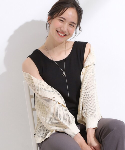 Cutie Blonde(キューティーブロンド)の「【洗える/ひんやり/前後2WAY】テレコタンクトップ(タンクトップ・レディース・ダークブラウン/ブラック/オフホワイト・02/04/01/03)」の2枚目の写真