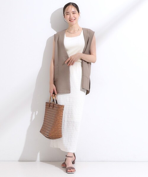 Cutie Blonde(キューティーブロンド)の「【洗える/ひんやり/前後2WAY】テレコタンクトップ(タンクトップ・レディース・ダークブラウン/ブラック/オフホワイト・02/04/01/03)」の4枚目の写真