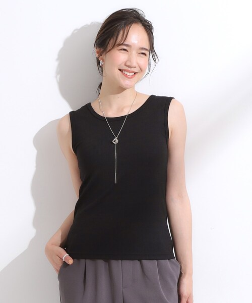 Cutie Blonde(キューティーブロンド)の「【洗える/ひんやり/前後2WAY】テレコタンクトップ(タンクトップ・レディース・ダークブラウン/ブラック/オフホワイト・02/04/01/03)」の9枚目の写真