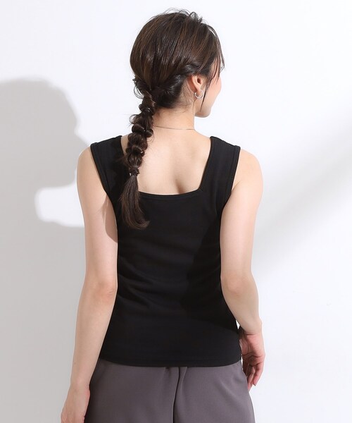 Cutie Blonde(キューティーブロンド)の「【洗える/ひんやり/前後2WAY】テレコタンクトップ(タンクトップ・レディース・ダークブラウン/ブラック/オフホワイト・02/04/01/03)」の10枚目の写真