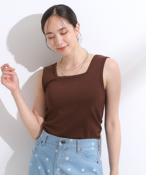 Cutie Blonde(キューティーブロンド)の「【洗える/ひんやり/前後2WAY】テレコタンクトップ(タンクトップ・レディース・ダークブラウン/ブラック/オフホワイト・02/04/01/03)」の14枚目の写真