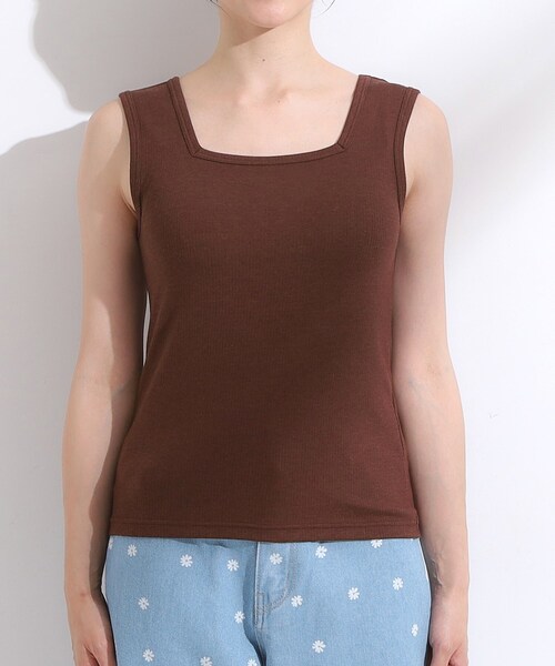 Cutie Blonde(キューティーブロンド)の「【洗える/ひんやり/前後2WAY】テレコタンクトップ(タンクトップ・レディース・ダークブラウン/ブラック/オフホワイト・02/04/01/03)」の21枚目の写真