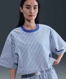 ＊タマキニイメ＊カットソー ゆったり ワイド 半袖 ストライプ柄 ブルー系 タマキニイメ＊カットソー ゆったり ワイド 半袖 ストライプ柄