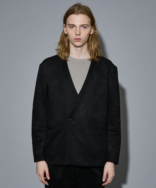 5351 POUR LES HOMMES（ゴーサンゴーイチプールオム）の「【セットアップ対応】ストレッチ スエード ノーカラージャケット（ノーカラージャケット・メンズ・チャコールグレー/ブラック・46/44/50/48）」の16枚目の写真