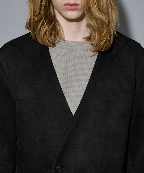 5351 POUR LES HOMMES（ゴーサンゴーイチプールオム）の「【セットアップ対応】ストレッチ スエード ノーカラージャケット（ノーカラージャケット・メンズ・チャコールグレー/ブラック・46/44/50/48）」の19枚目の写真