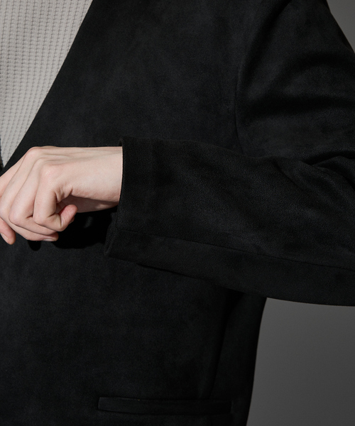 5351 POUR LES HOMMES（ゴーサンゴーイチプールオム）の「【セットアップ対応】ストレッチ スエード ノーカラージャケット（ノーカラージャケット・メンズ・チャコールグレー/ブラック・46/44/50/48）」の20枚目の写真